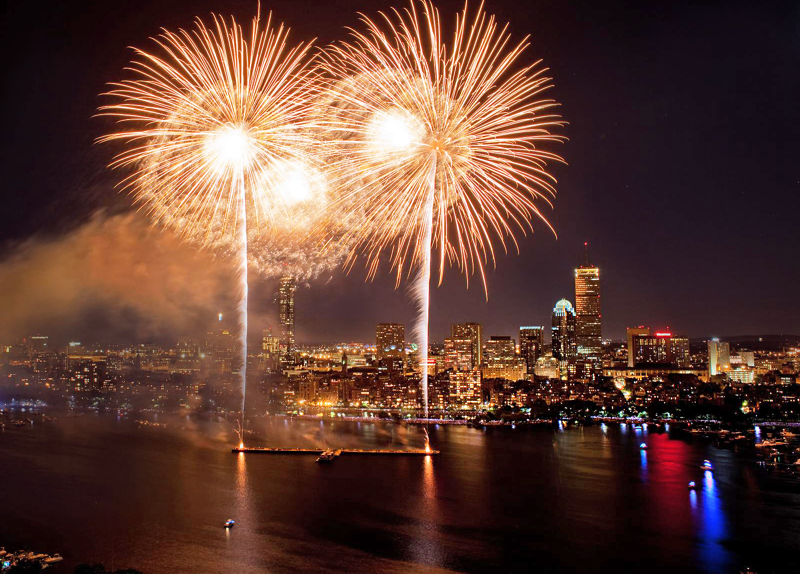 4th of July Fireworks in Boston Massachusetts On Charles River