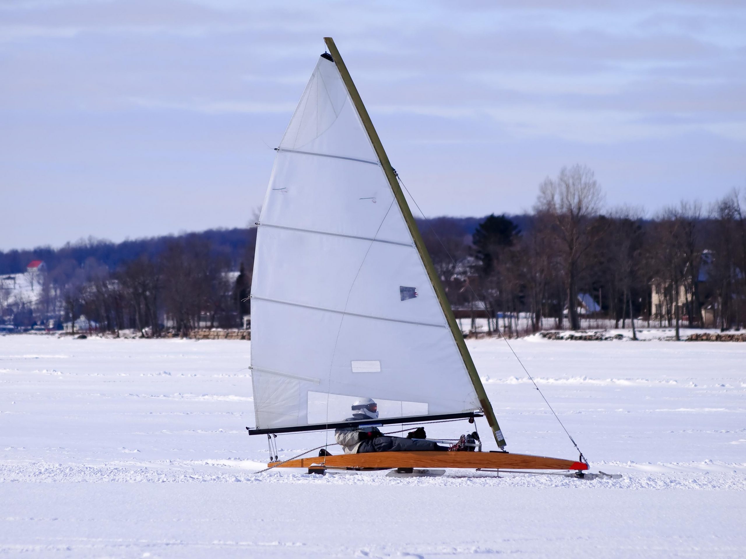 Iceboat sailing on ice