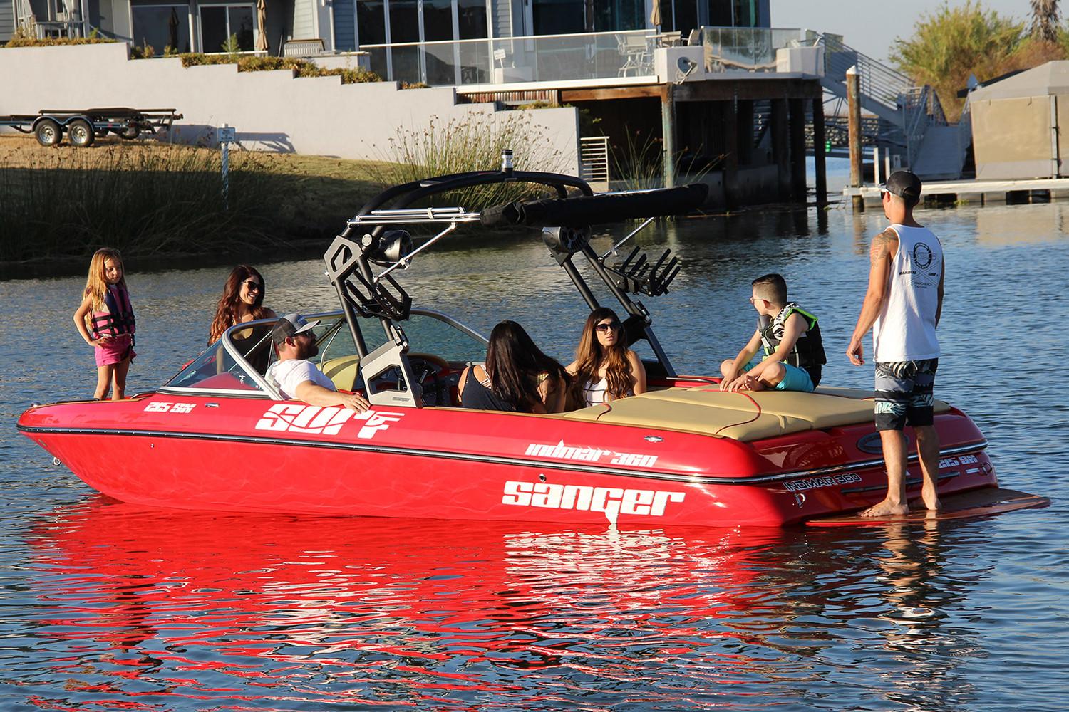 2021 Sanger V215 SX wake boat with V-drive.