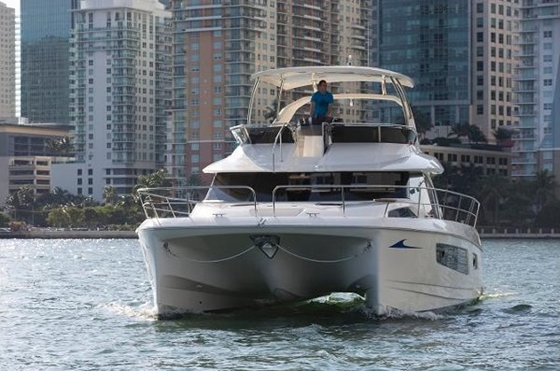 The Aquila 44 power cat is built of premium materials for longevity. Many of the design elements are both modernistic and practical.