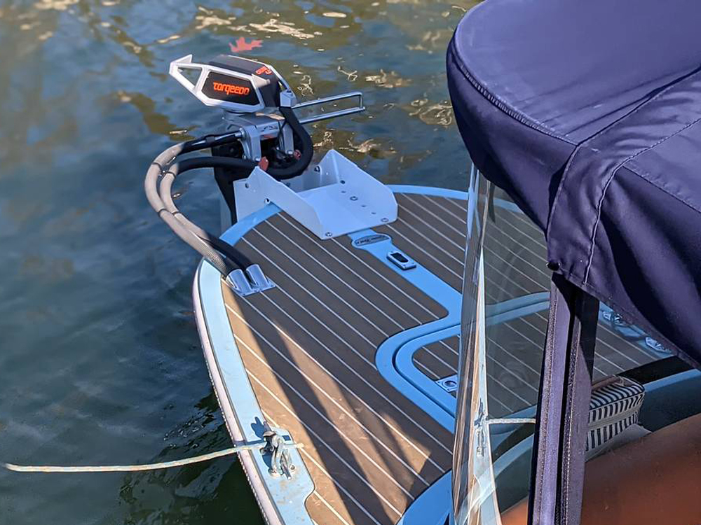 boat with electric outboard motor