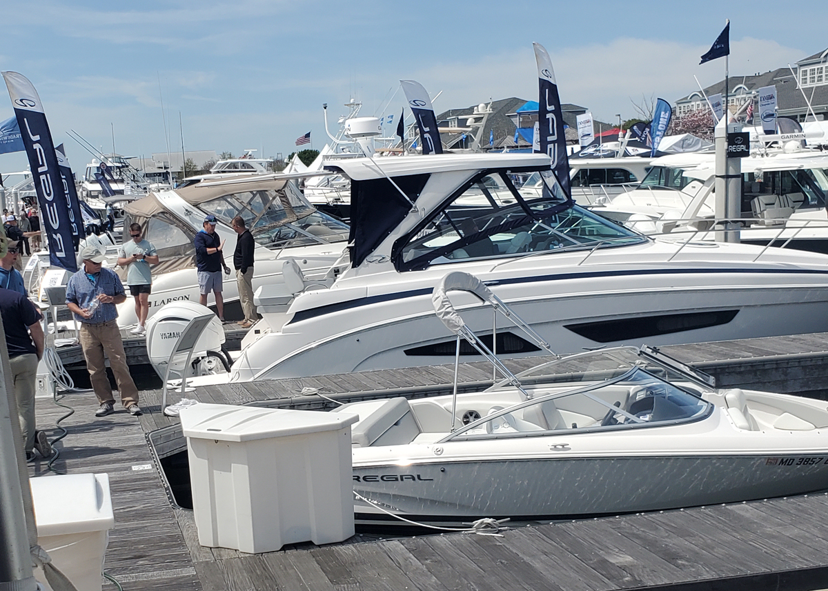 boats for sale at a boat show