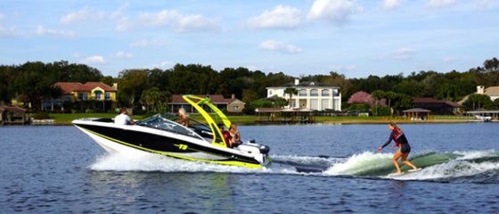 The Four Winns TS222 is a forward-thinking watersports boat with plenty of comfort, to boot. Photo courtesy of Four Winns