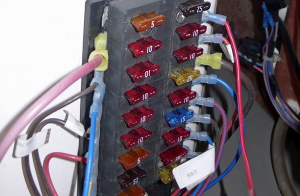 Fuses are rated for a certain maximum amperage flow, above which they will 'blow,' interrupting the circuit. Amp ratings are shown on the fuses above. Circuit breakers work the same way but 'trip' when they're overloaded.