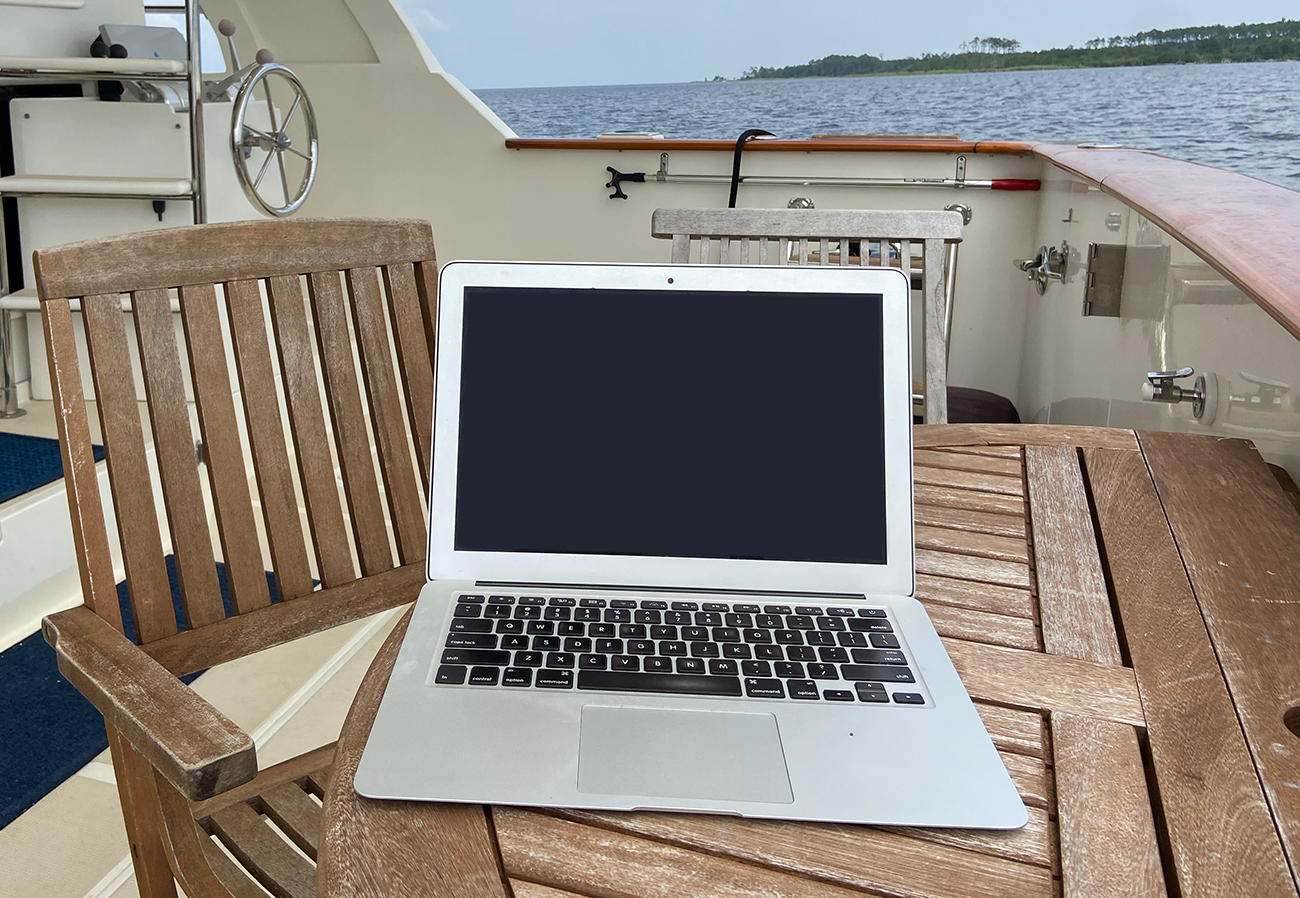 Laptop On A Boat
