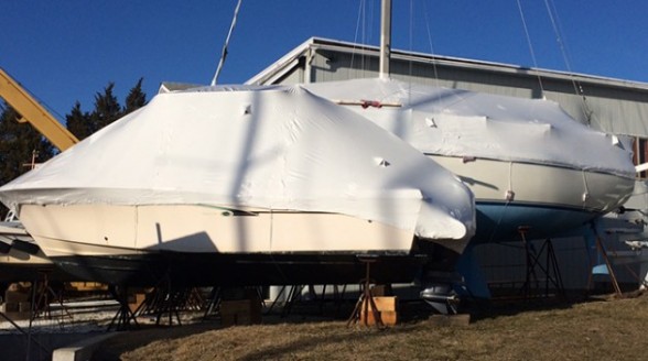 Boats can be professionally shrink-wrapped to help protect them during transport.