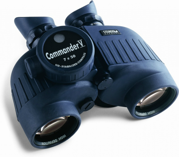 A pair of 7 X 50 binoculars with a compass built in. Photo courtesy of Steiner.