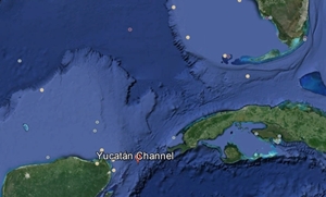 The Yucatan Channel, between Cancun and the west end of Cuba, can be a busy body of water.