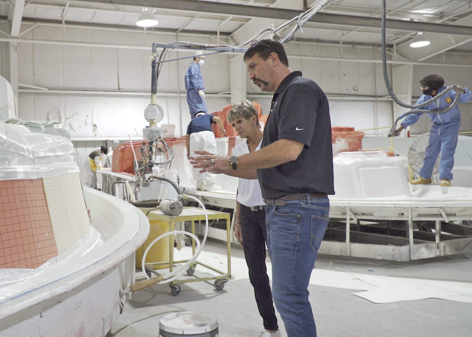 Ken Clinton at Intrepid Powerboats explains their fiberglass boat building process.